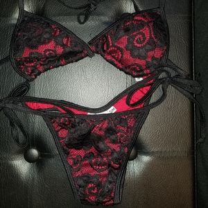 Bonny Black and Red Lace Bikini